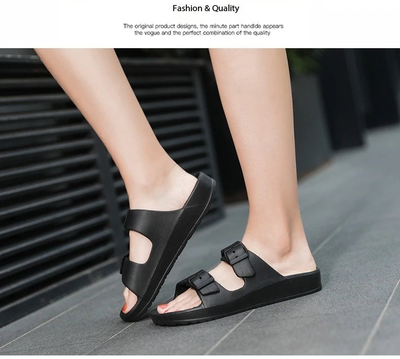 Lightweight adjustable EVA sandals with dual straps for couples. Ideal for outdoor & indoor use.
