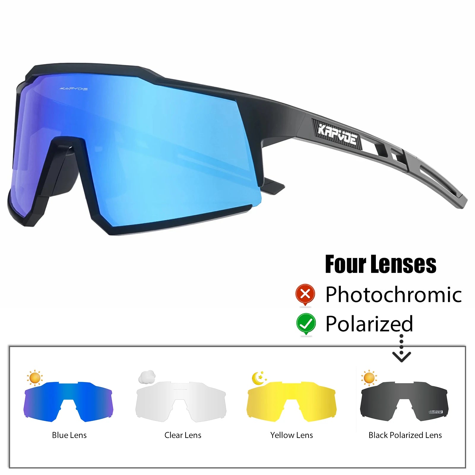 Kapvoe Cycling Glasses Polarized MTB Road Bike Glasses UV400 Protection Sunglasses Ultra Light Sport Eyewear Equipment