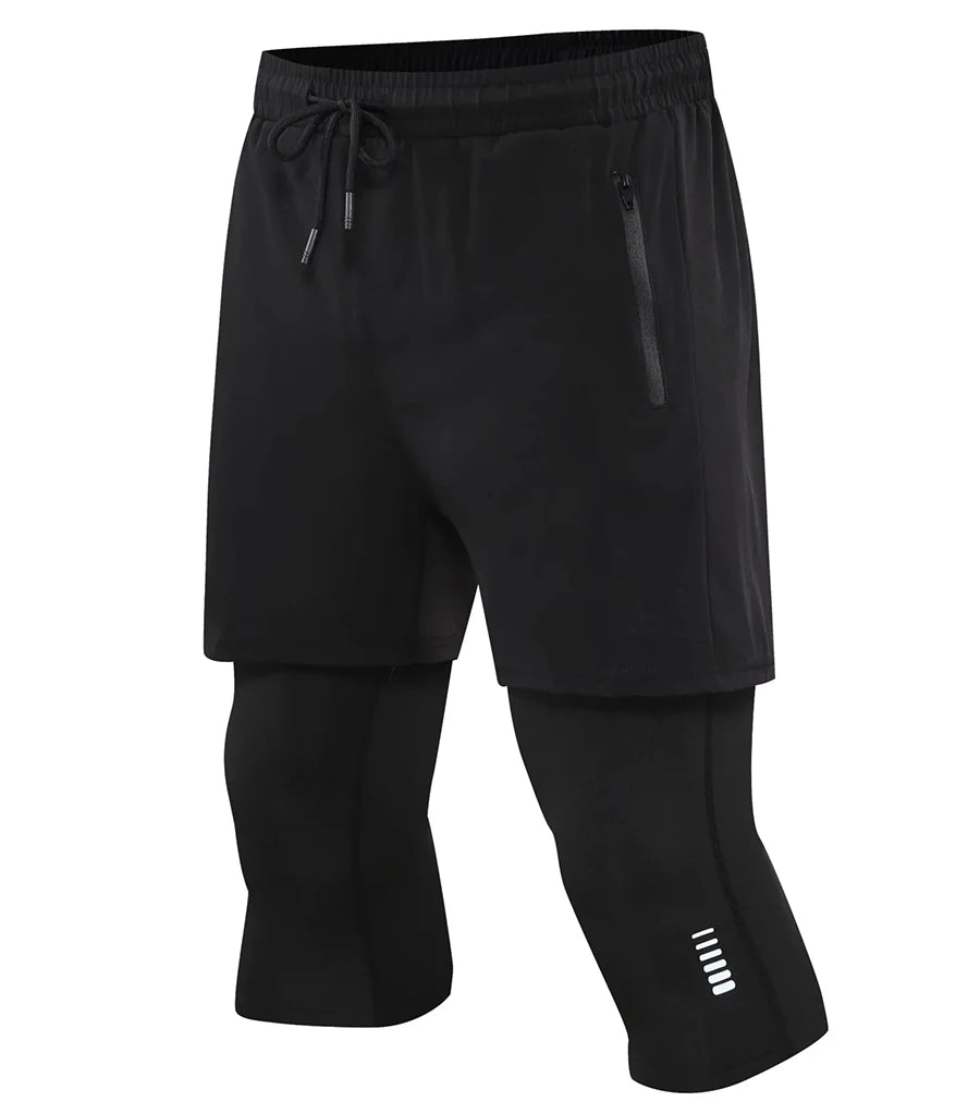 New Men Run Trouser 2 In 1 Double Layer Pant Tight Two Piece Running Training Gym Sweatpant With Pockets Running Trousers