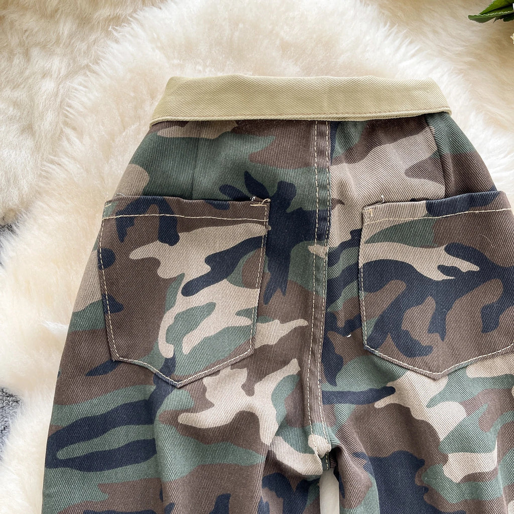 SINGREINY Camouflage Printed Wide Leg Pants women 2025 Autumn Workwear Style Casual Britches Straight Leg Denim Vintage Trousers
