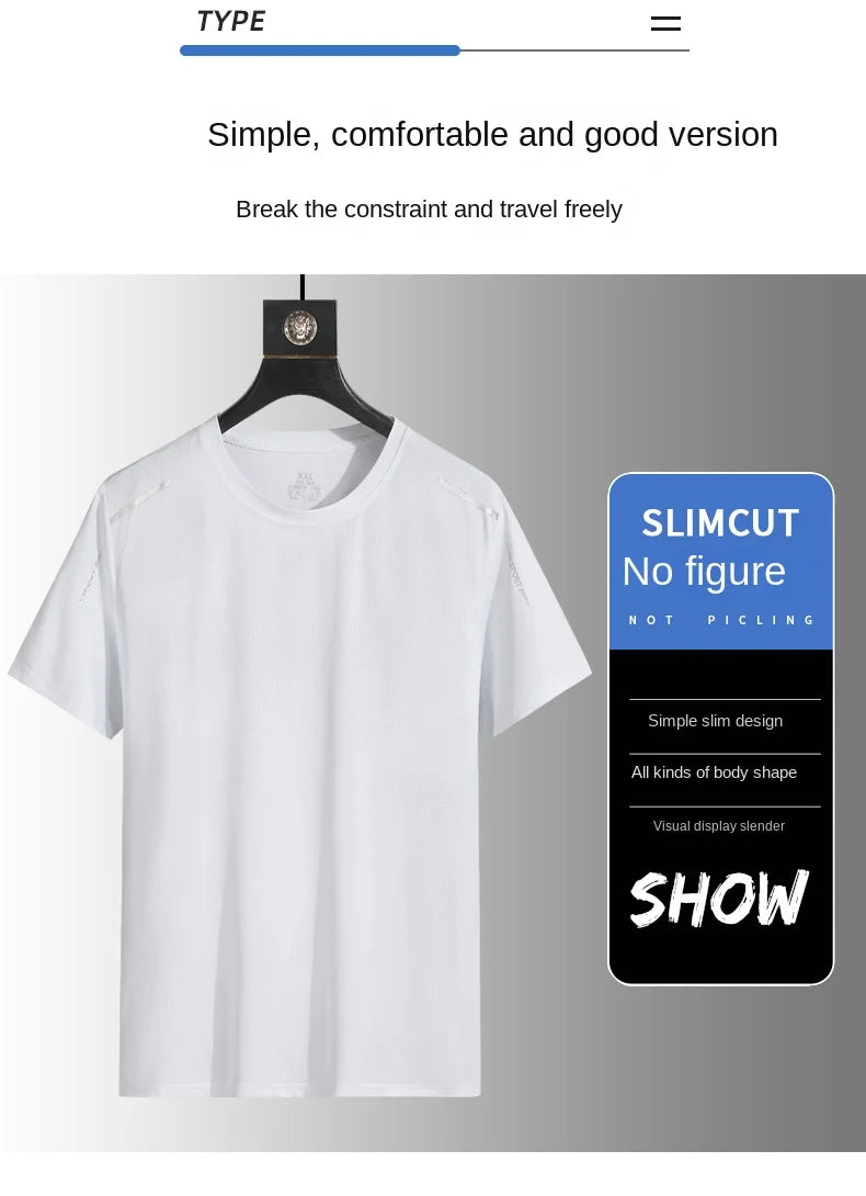 Running T-shirt Reflective Short Sleeve Ice Silk Quick Drying Summer Thin Breathable Fitness Tees Shirt Sportswear Sportsshirt