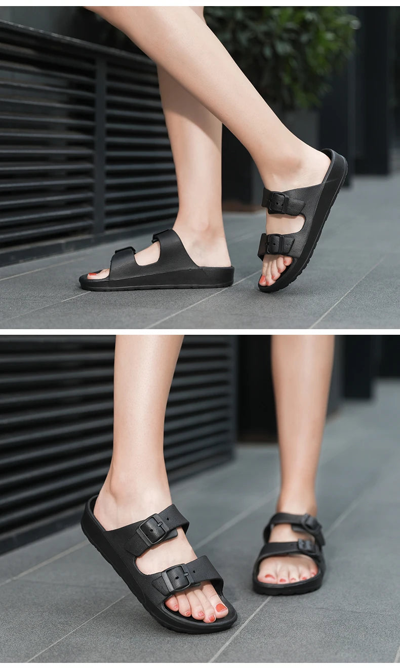 Lightweight adjustable EVA sandals with dual straps for couples. Ideal for outdoor & indoor use.