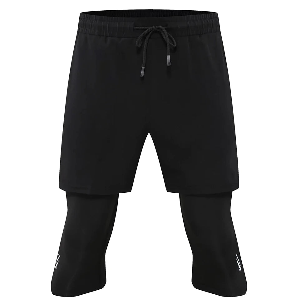 New Men Run Trouser 2 In 1 Double Layer Pant Tight Two Piece Running Training Gym Sweatpant With Pockets Running Trousers