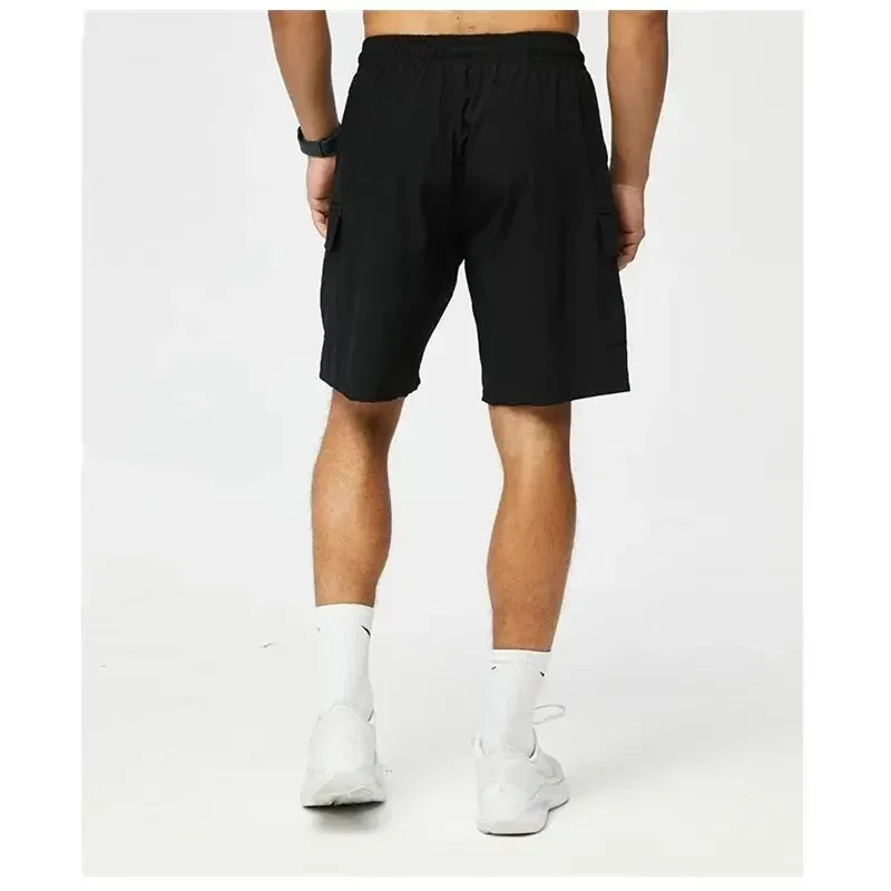 Outdoor shorts, bike shorts with elastic belts, baggy work shorts with multiple pockets, quick-drying printed sweatpants