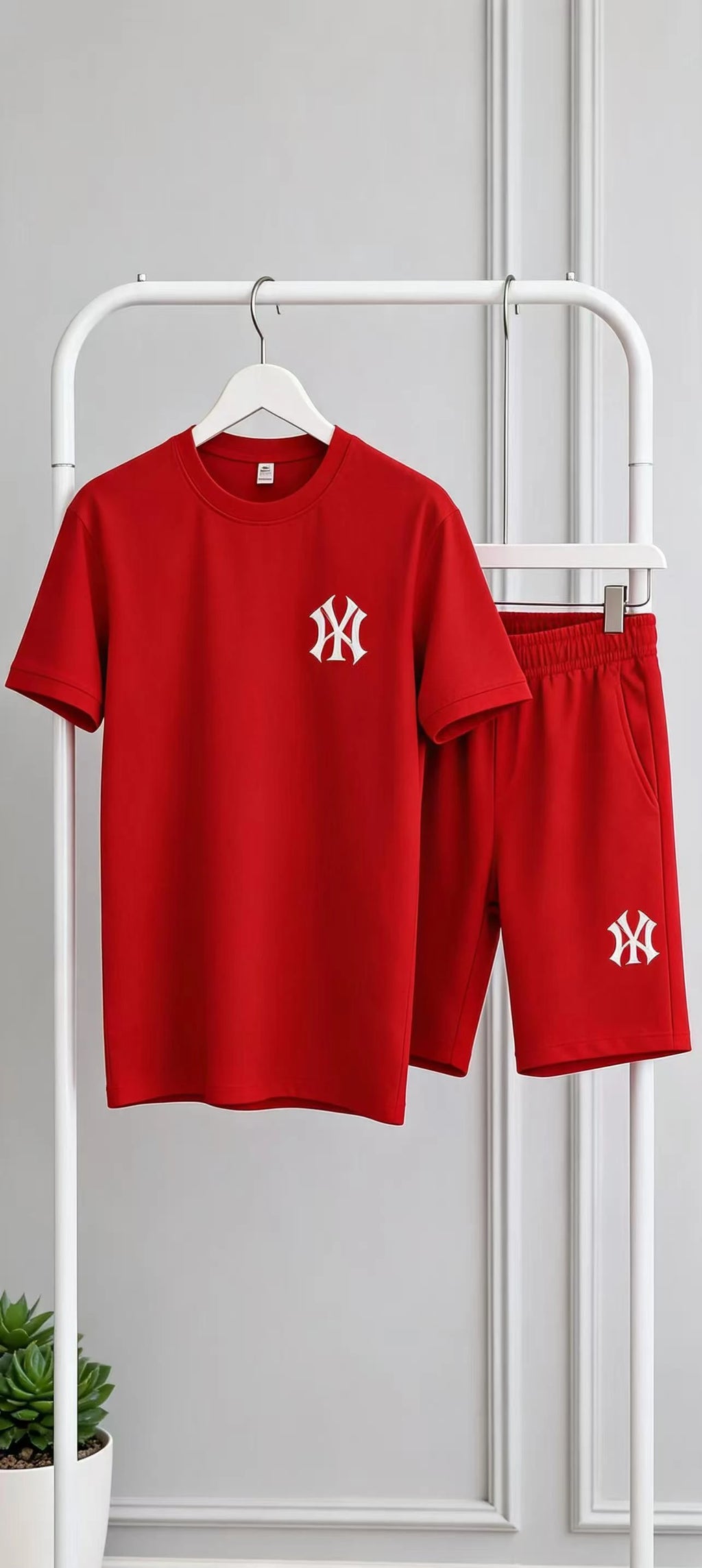 New hot selling 2026 men's two-piece sportswear short sleeved T-shirt and pants set running fitness summer