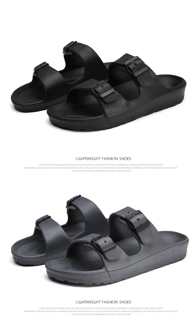 Lightweight adjustable EVA sandals with dual straps for couples. Ideal for outdoor & indoor use.