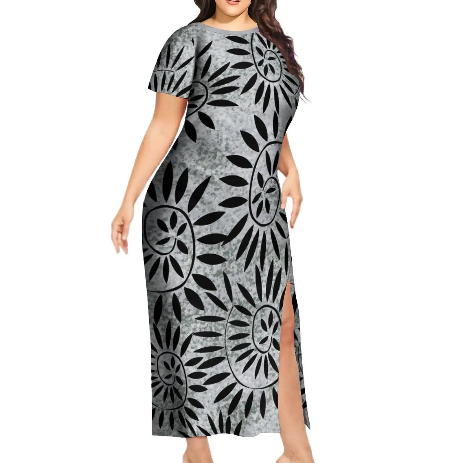 Support The Design Of Women'S Short Sleeve Dress Crew-Neck Samoan Polynesian Tribal Pattern And Hawaiian Men'S Shirt Couple Suit