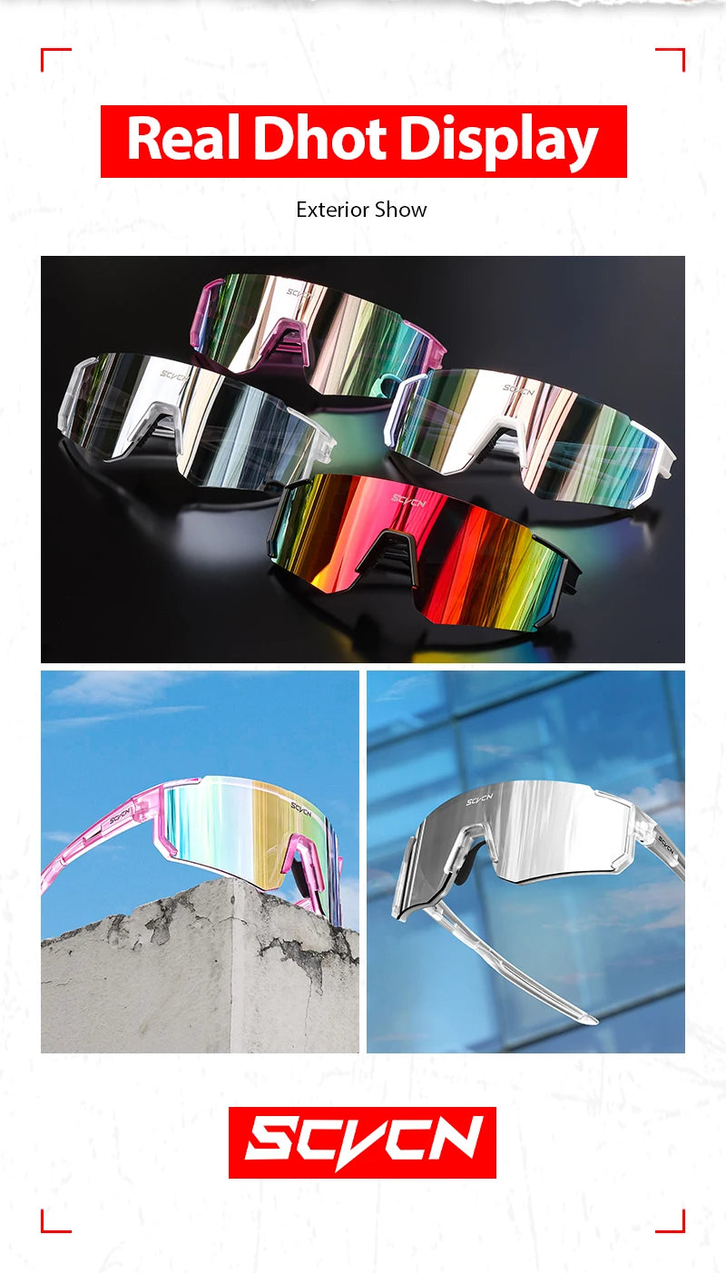 SCVCN New Outdoor Cycling Sunglasses Men MTB Bike Glasses  Sports Hiking Mountain Climbing Women Bicycle Cycling UV400 Goggles