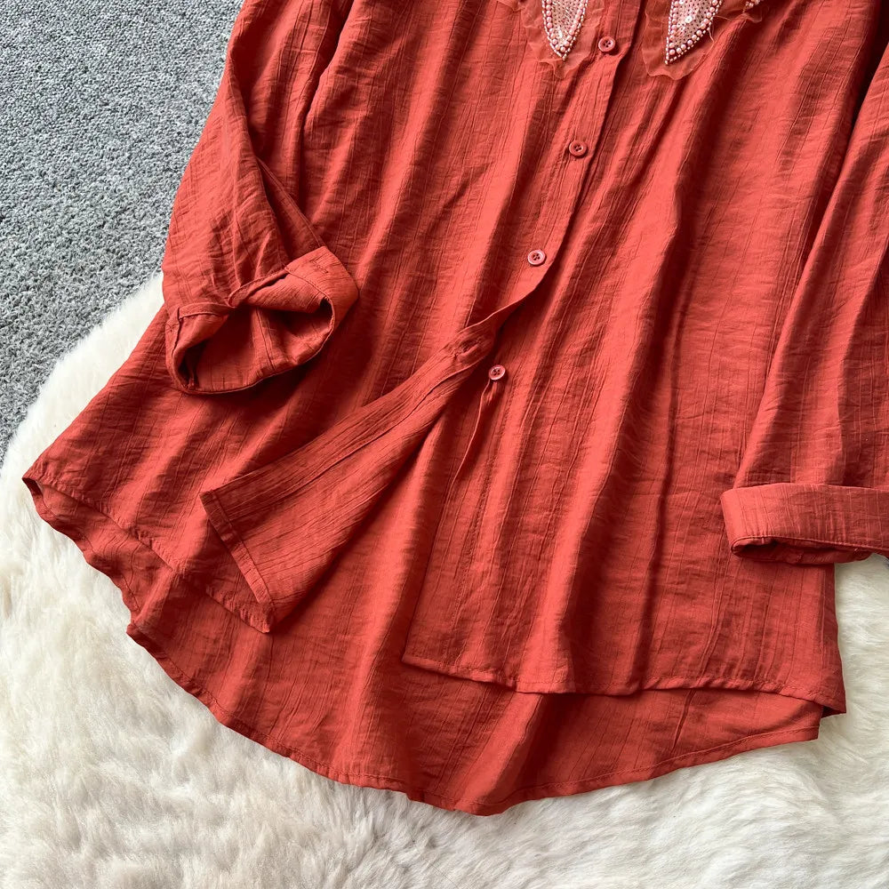 Women Two Piece Sets Dress Set Full Sleeve Shirt Casual Loose Long Dresses Sling A Line Y2k Streetwear Elegant Work Summer 2026