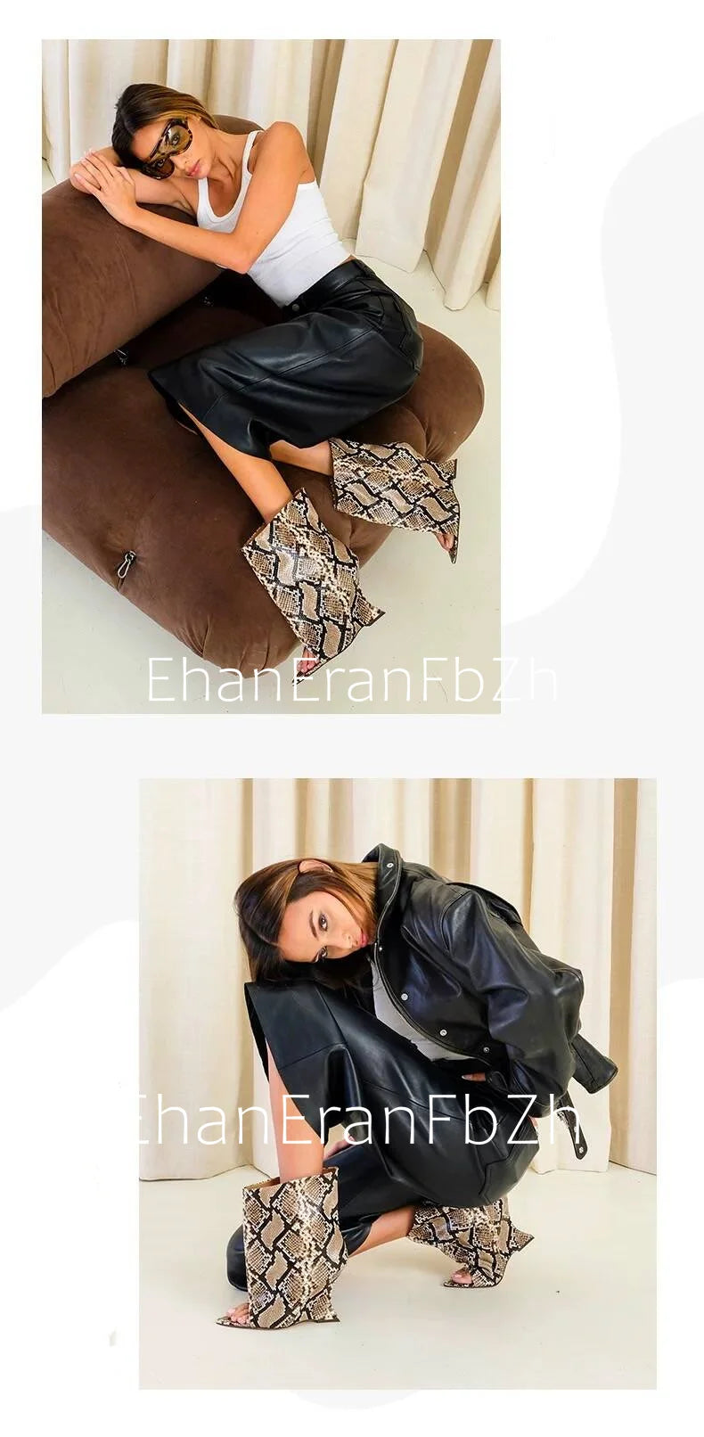 SoleLadies' Spring/Summer New Fish Mouth Slope High Heel Short Boots with Pointed Toe Exposed Cool Boots, Mid Top Boots