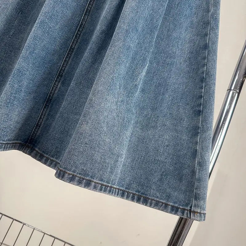 New Denim Long Skirt High Waist Loose Solid Leisure A- Line Umbrella Skirt Spring Autumn Fashion Women's Half Body Skirt