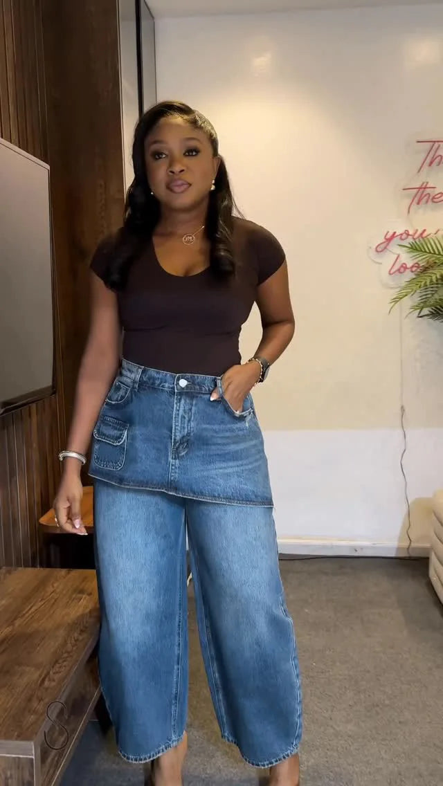 Denim Pant Women Jeans Vintage Wide Leg Long Pants Slim Fit High Waist Straight Trousers Y2k Streetwear Elegant Work Casual