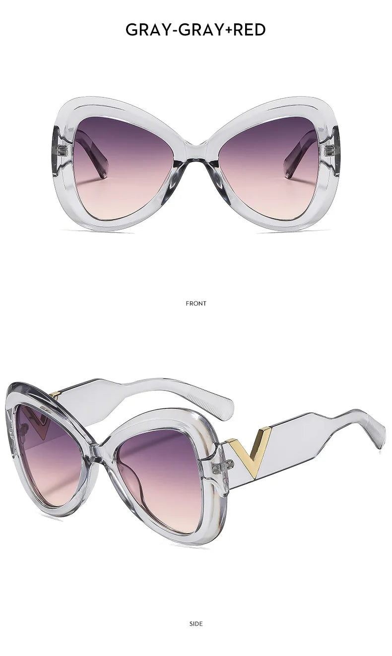 2025 New Fashion Big Frame Cat's Eye Butterfly Women Sunglasses Luxury Designer Men Sunglass Outdoor Travel Eyewear Female UV400
