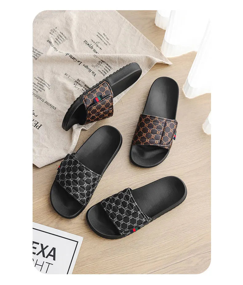 Men's Printed Skateboard Sandals Casual Non-Slip Thick-Soled Slippers Fashionable Summer Beach Indoor and Outdoor Home Shoes