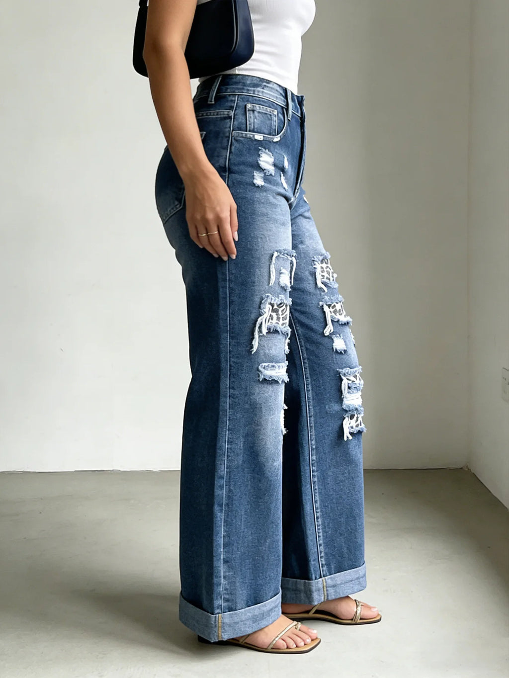 Women Jeans Denim Pant Wide Leg Long Pants Vintage Hole Casual Loose High Waist Straight Trousers Y2k Streetwear Elegant 2026