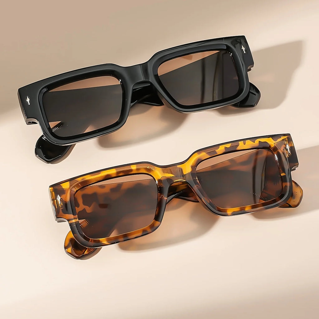 Unisex Retro Square Sunglasses Classic UV Protection Plastic Frame Shades Eyewear Outdoor Travel Driving Sun Glasses UV400