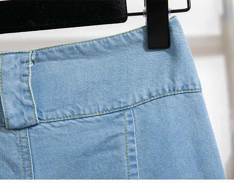 High Waist Calf-length Casual Jeans Women New 2024 Spring Simple Style Solid Color Loose Female Denim Wide Leg Pants B3322