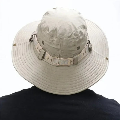 1Set bucket hat Summer Men UV Protection Hiking Beach Sunscreen Cap Bucket Hats Summer Hunting Hat Mesh Fisherman Safari Hat