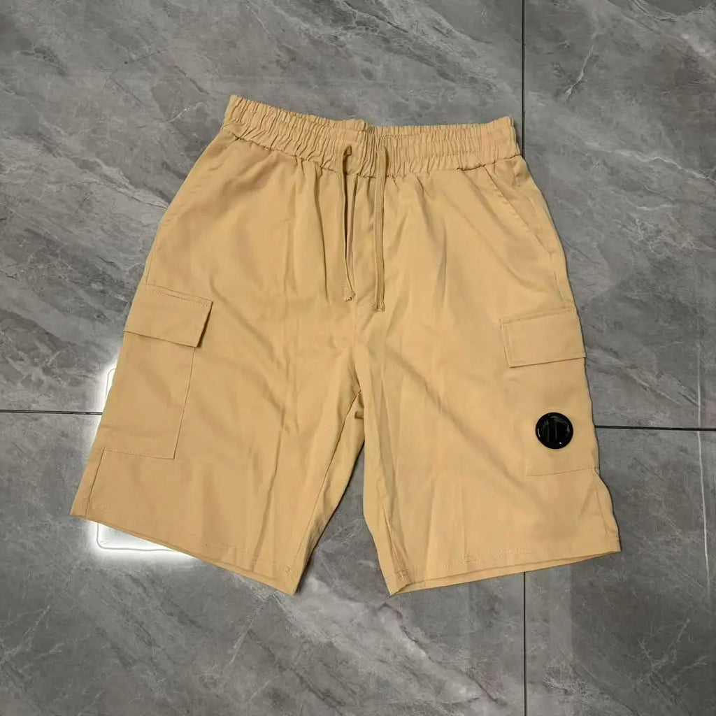 Men's beach pants, casual shorts, five quarter shorts, breathable hanging shorts, elastic waist slim fit multi pocket shorts