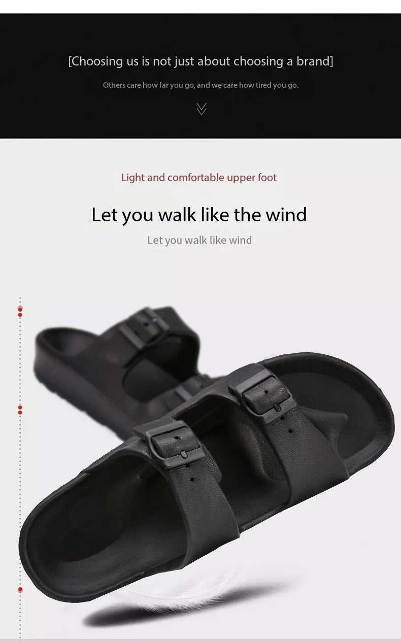 Lightweight adjustable EVA sandals with dual straps for couples. Ideal for outdoor & indoor use.