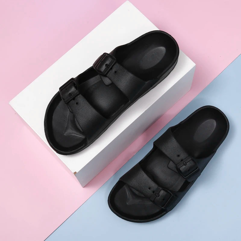 Lightweight adjustable EVA sandals with dual straps for couples. Ideal for outdoor & indoor use.