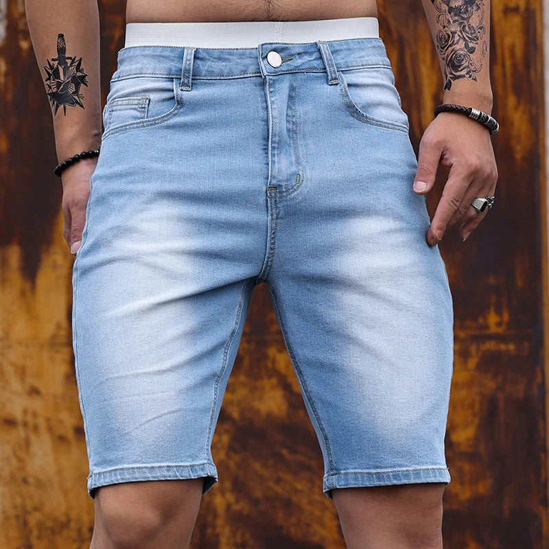 2026 Mens Stretch Denim Shorts Summer Casual Slim Fit Jeans Shorts Lightweight Comfortable Streetwear Y2K Fashion Vacation