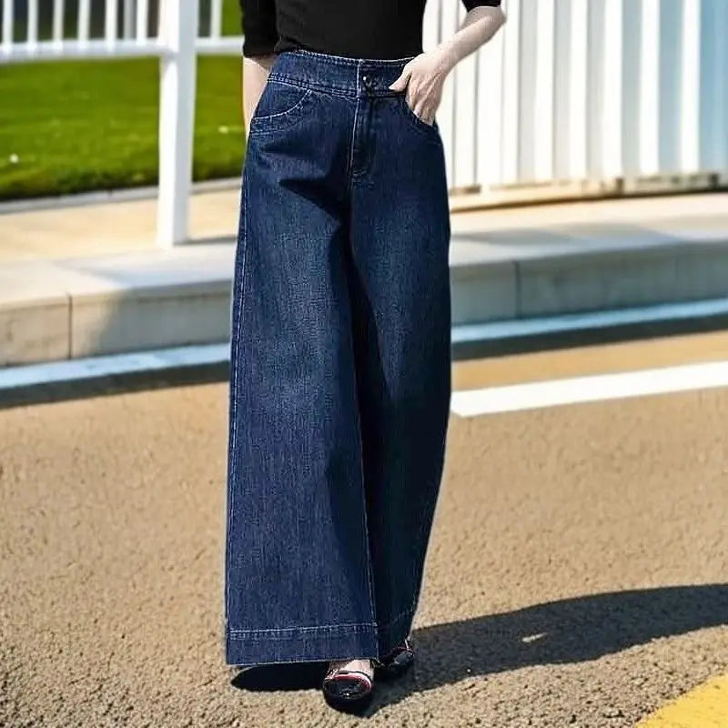 High Waist Denim Wide Leg Pants Women New Spring Autumn Style Loose Slimming Casual Versatile Fashion Straight Leg Long Pants