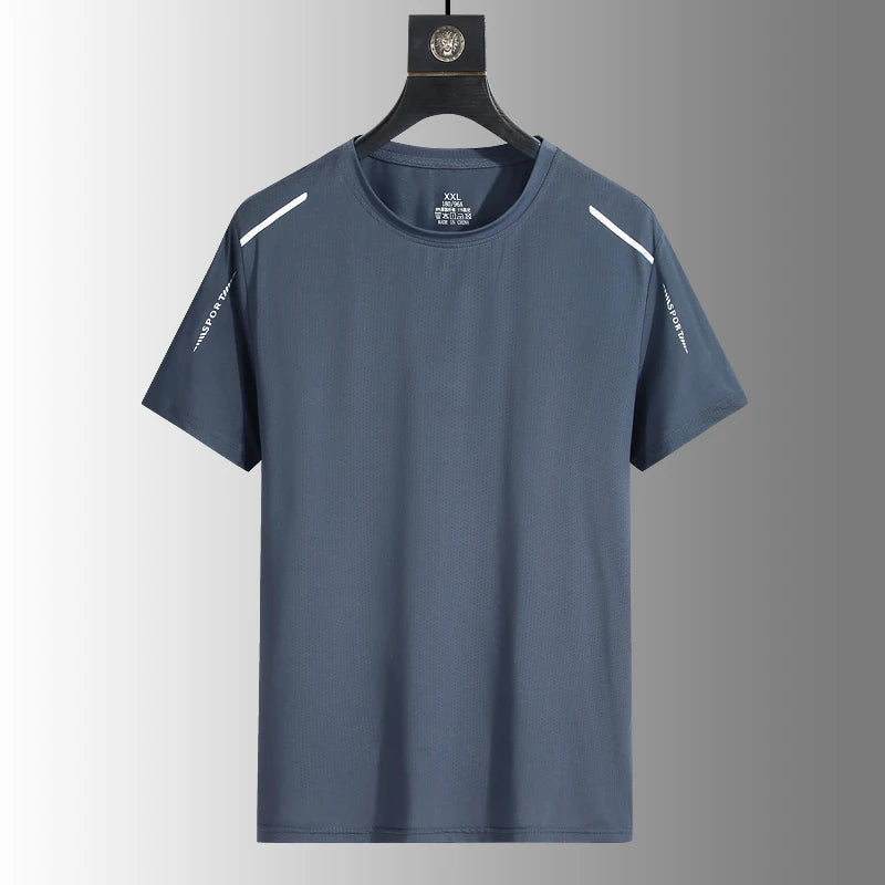 Running T-shirt Reflective Short Sleeve Ice Silk Quick Drying Summer Thin Breathable Fitness Tees Shirt Sportswear Sportsshirt