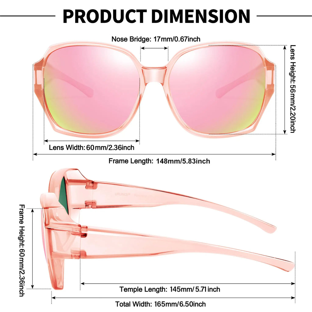 Polarized Sunglasses Fit Over Glasses for Women, UV400 Protection Square Shades Extra Large Sun Glasses