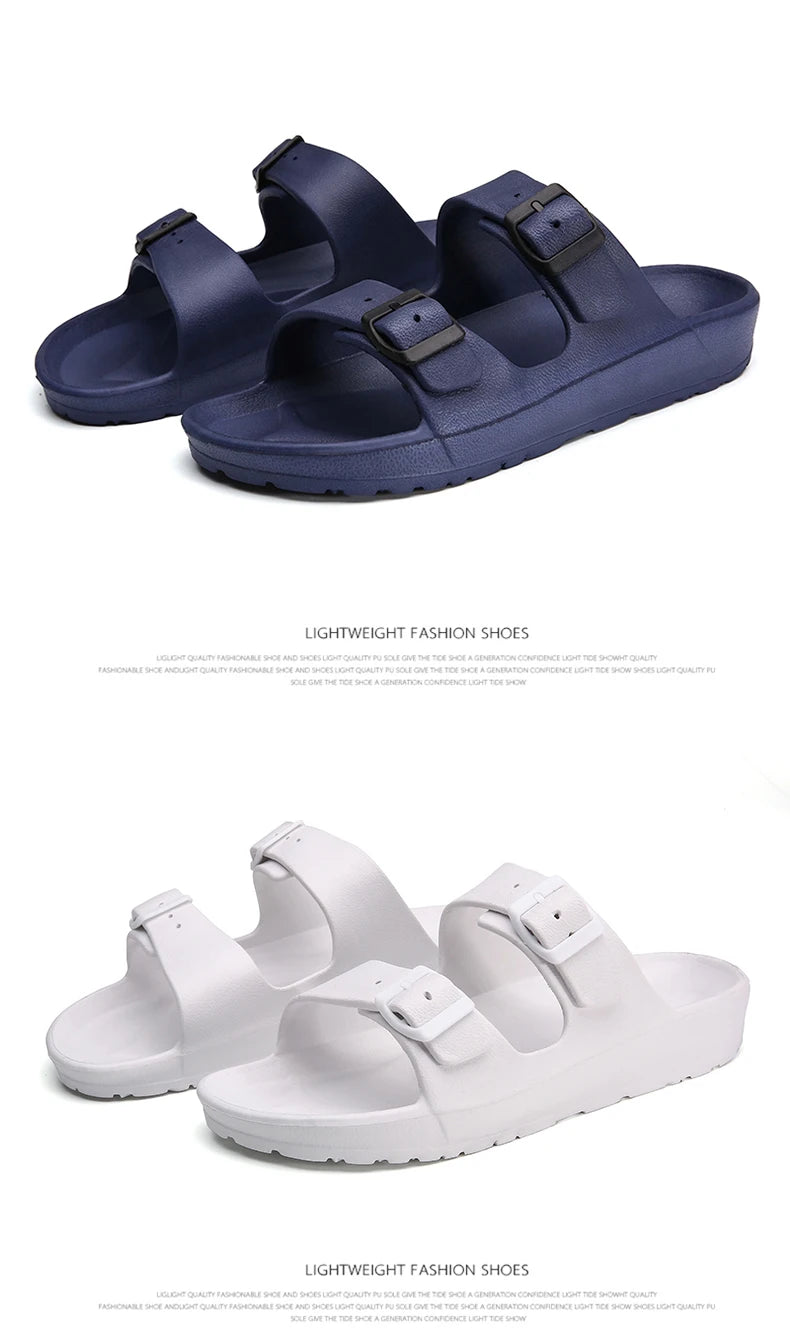 Lightweight adjustable EVA sandals with dual straps for couples. Ideal for outdoor & indoor use.