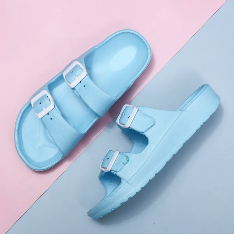 Lightweight adjustable EVA sandals with dual straps for couples. Ideal for outdoor & indoor use.