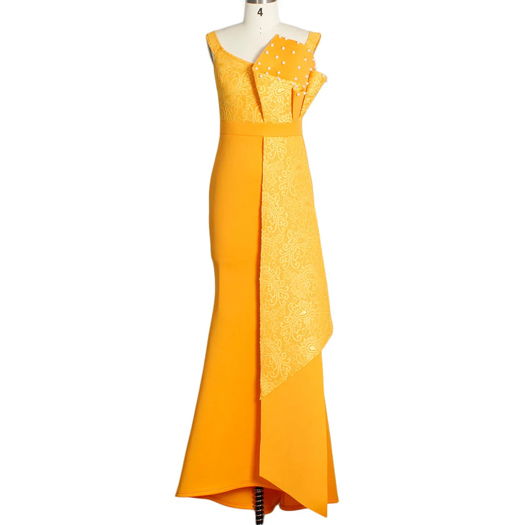 2021 Winter Women Slash Neck Short Sleeve Pearl Dress Sexy Office Lady Africa Evening Night Club Party Long Maxi Dresses GL05143
