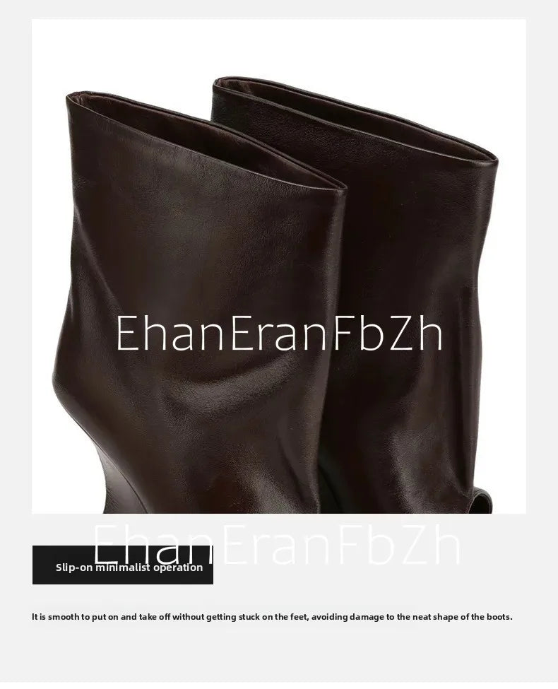 SoleLadies' Spring/Summer New Fish Mouth Slope High Heel Short Boots with Pointed Toe Exposed Cool Boots, Mid Top Boots