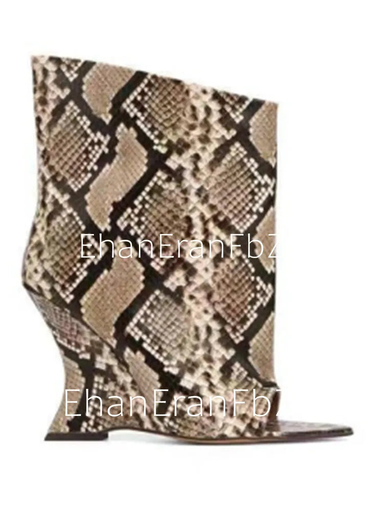 SoleLadies' Spring/Summer New Fish Mouth Slope High Heel Short Boots with Pointed Toe Exposed Cool Boots, Mid Top Boots
