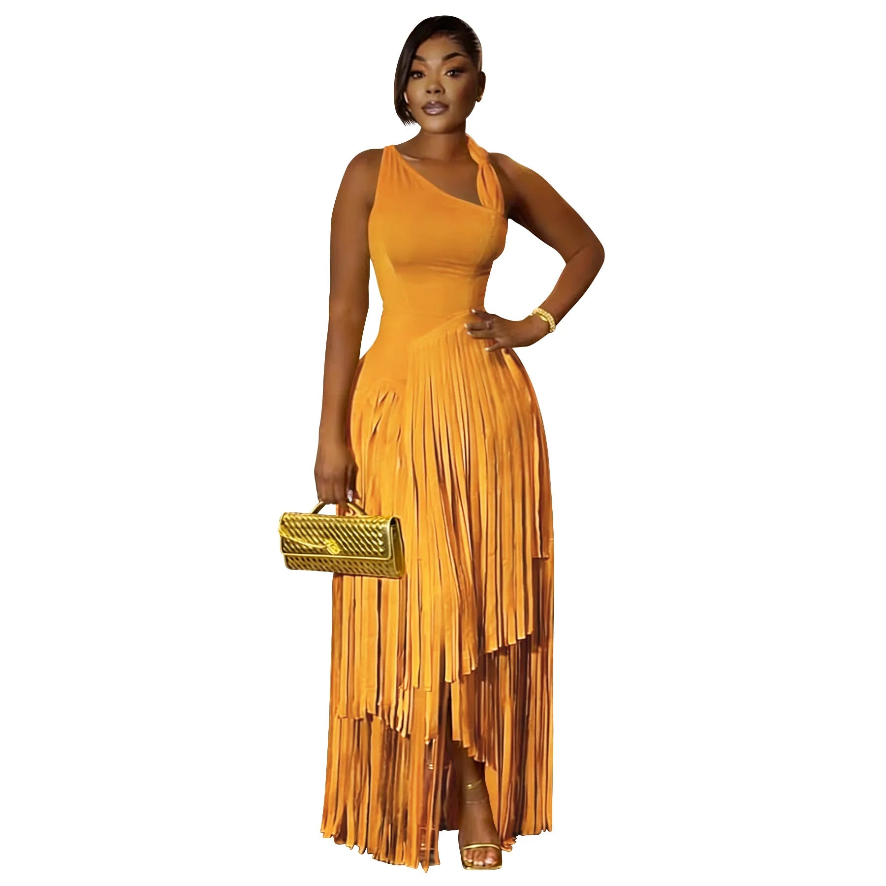 Summer Solid Color Tassel Dress for Women Elegant Slim Fit Women's Dress Fashionable Casual Maxi Dress