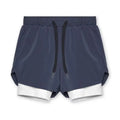 2025 Summer New Men Running Breathable Training Double layer Sports Shorts Elastic Quick drying Fitness Fashion Beach Pants