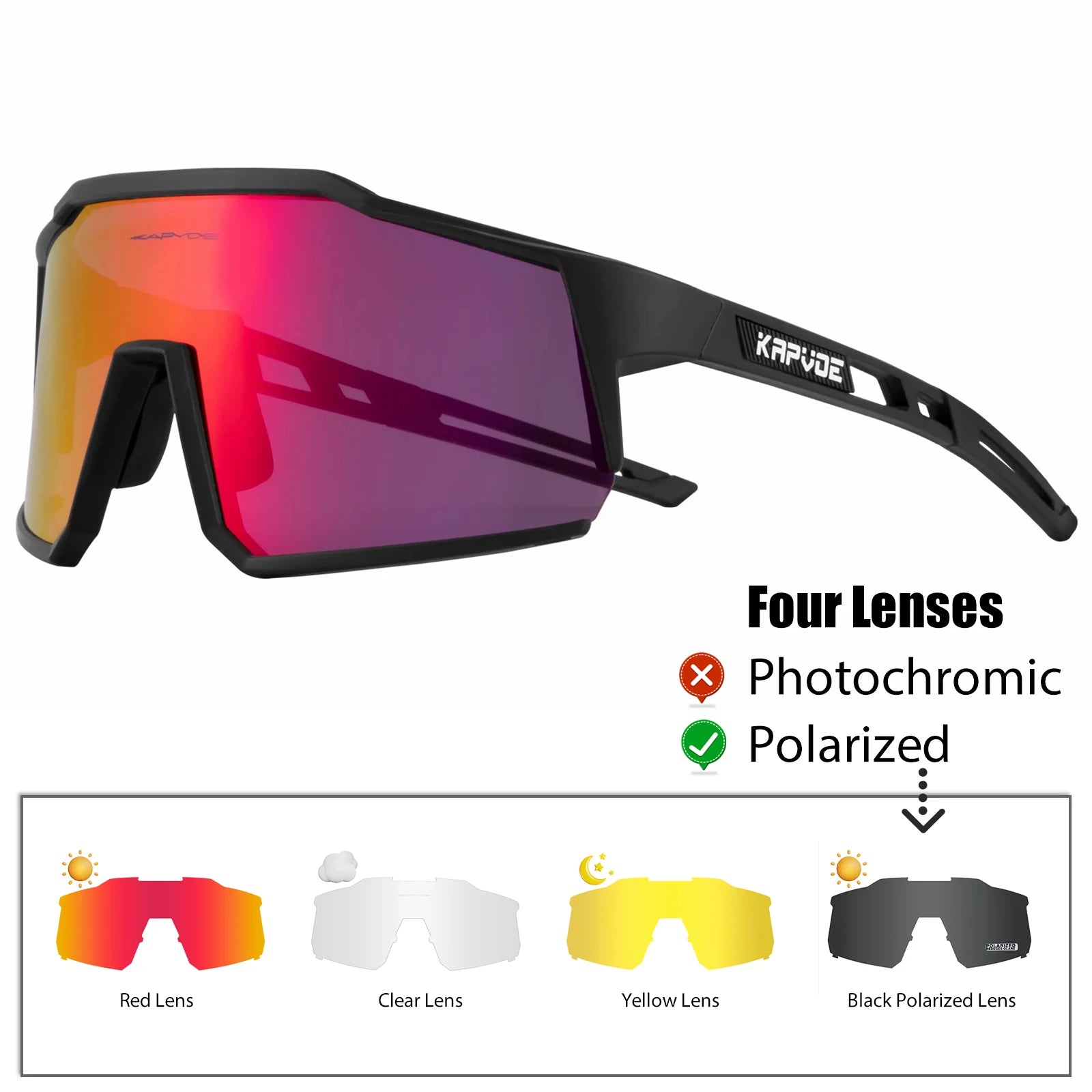 Kapvoe Cycling Glasses Polarized MTB Road Bike Glasses UV400 Protection Sunglasses Ultra Light Sport Eyewear Equipment