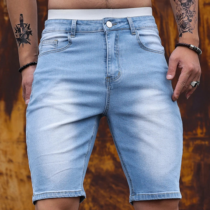 2026 Mens Stretch Denim Shorts Summer Casual Slim Fit Jeans Shorts Lightweight Comfortable Streetwear Y2K Fashion Vacation