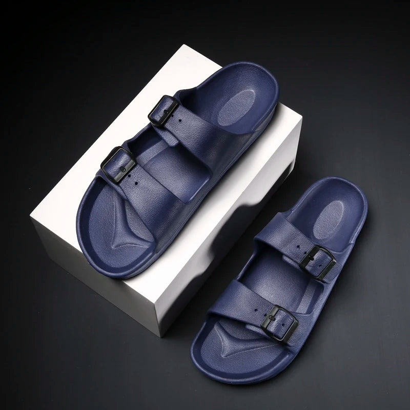 Lightweight adjustable EVA sandals with dual straps for couples. Ideal for outdoor & indoor use.