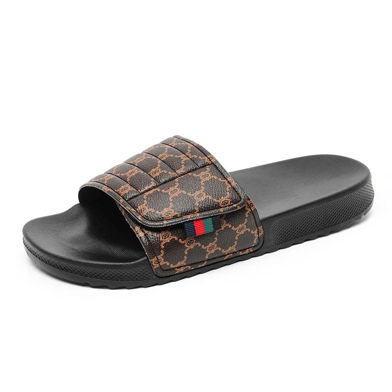 Men's Printed Skateboard Sandals Casual Non-Slip Thick-Soled Slippers Fashionable Summer Beach Indoor and Outdoor Home Shoes