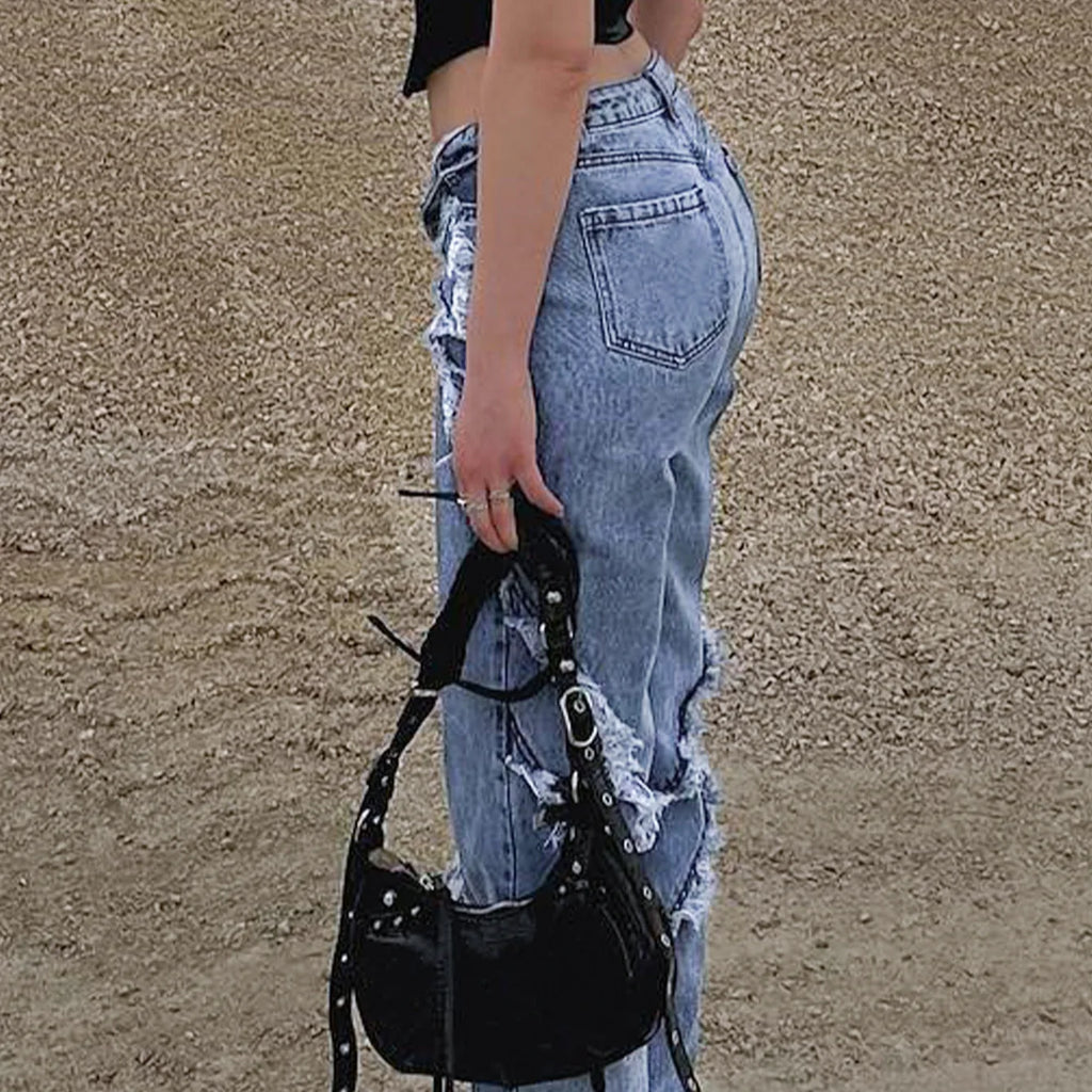 Women High Waist Denim Pants Tassels Spliced Elegant Trousers Jeans Pockets Straight Pant Simple Lady Casual Spring Autumn 2026