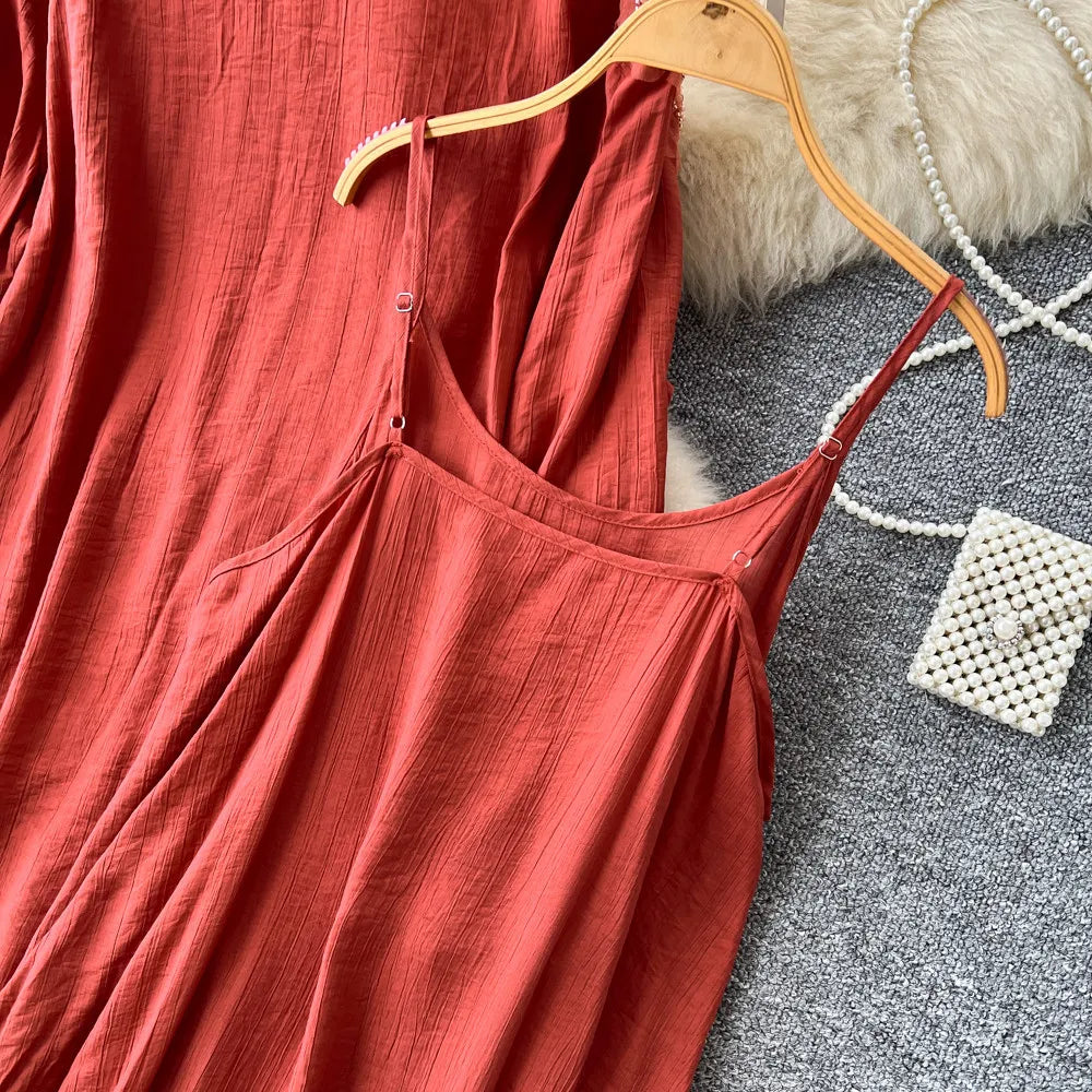 Women Two Piece Sets Dress Set Full Sleeve Shirt Casual Loose Long Dresses Sling A Line Y2k Streetwear Elegant Work Summer 2026