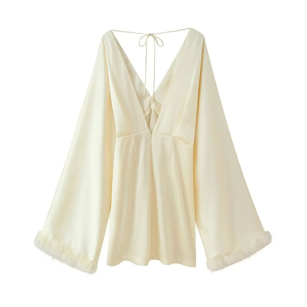 Women's Clothing Fashion Versatile Design Sense Niche Lazy Style Spice Girl Age-reducing Dress Feather Trim Skirt