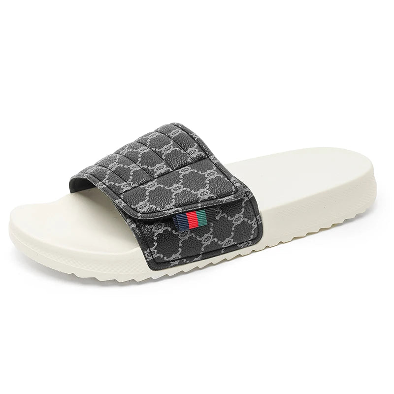 Men's Printed Skateboard Sandals Casual Non-Slip Thick-Soled Slippers Fashionable Summer Beach Indoor and Outdoor Home Shoes