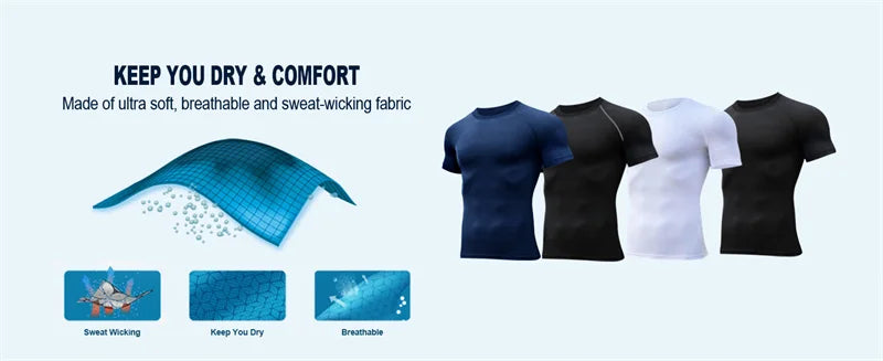 Sports Compression Shirt Men's T-Shirt Short Sleeve Quick Dry Summer Fitness Top Bodybuilder T-shirt Running Men's Gym Clothing