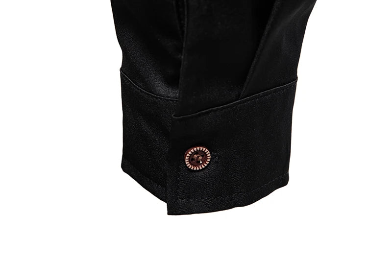 Fashion Man Stand Collar Shirt  Personality Oblique Button Irregular Long Sleeve Business Festival Hombre Mens Dress Shirts