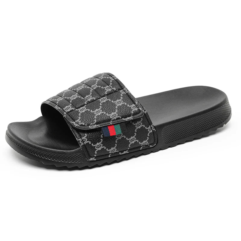 Men's Printed Skateboard Sandals Casual Non-Slip Thick-Soled Slippers Fashionable Summer Beach Indoor and Outdoor Home Shoes