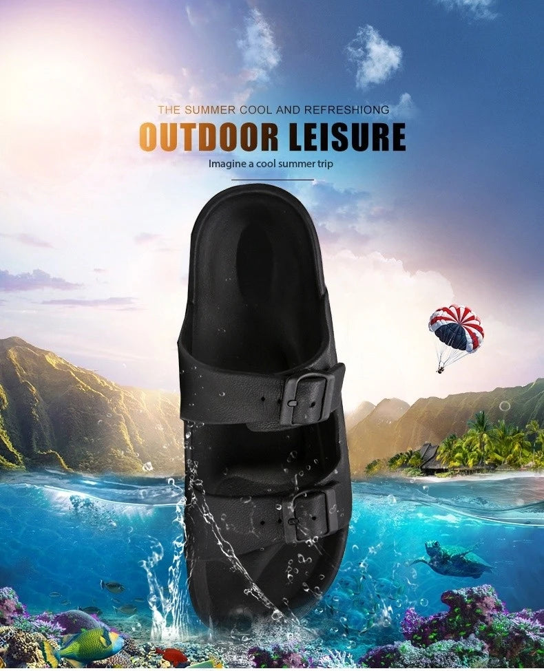 Lightweight adjustable EVA sandals with dual straps for couples. Ideal for outdoor & indoor use.