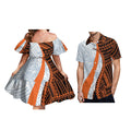 Tattoo Designs Customized On Demand Feature Ruffle Sleeve Dress Polynesian Traditional Tribe Short Dress For Evening 1 MOQ