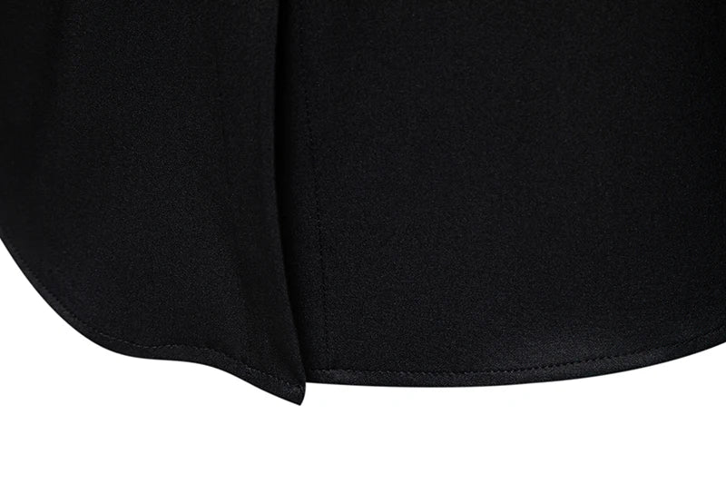 Fashion Man Stand Collar Shirt  Personality Oblique Button Irregular Long Sleeve Business Festival Hombre Mens Dress Shirts